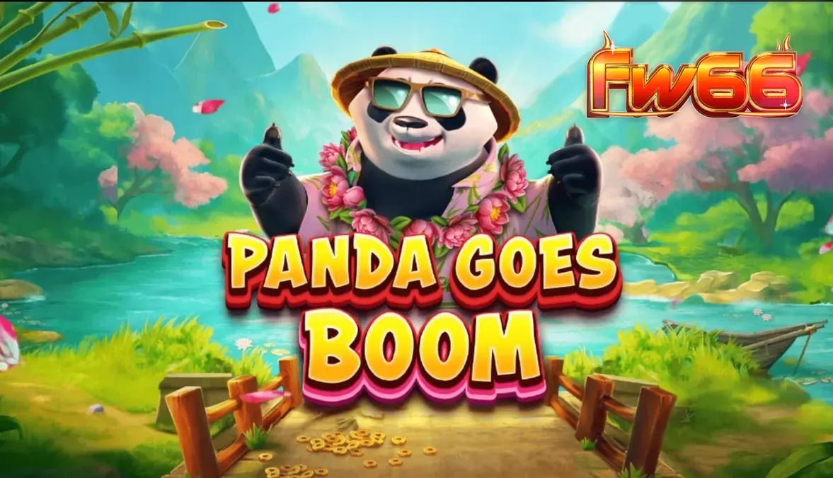 Tampilan visual slot Panda Goes Boom dengan karakter panda dan elemen bambu.